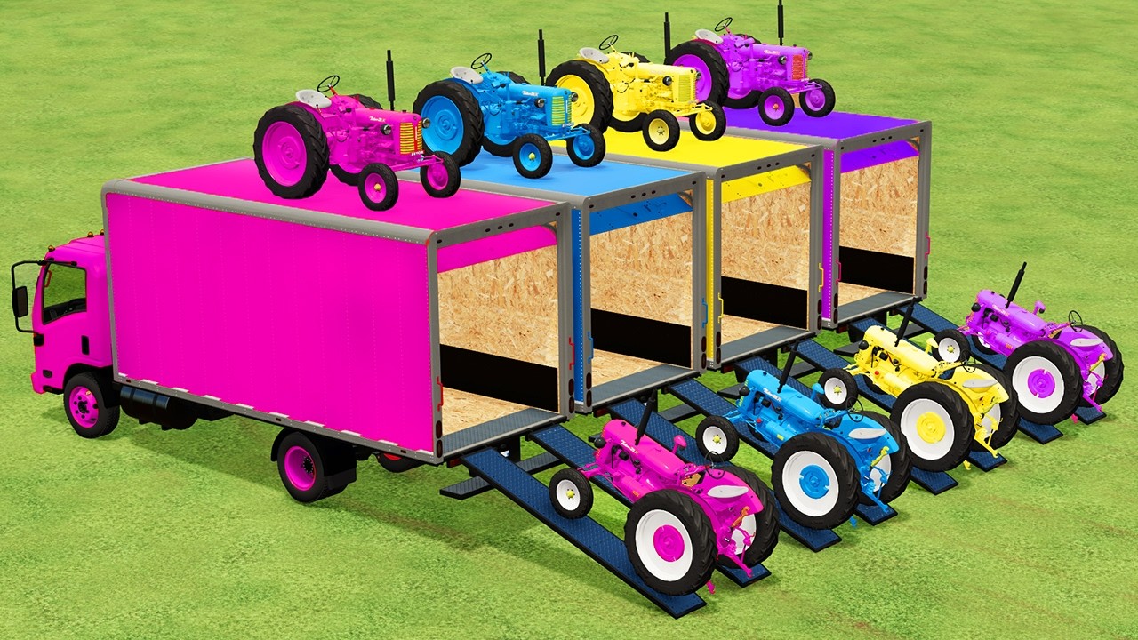 LOADER OF COLORS!TRANSPORT SUPERHERO EGGS WITH RIGITRAC TRACTORS - Farming Simulator 22