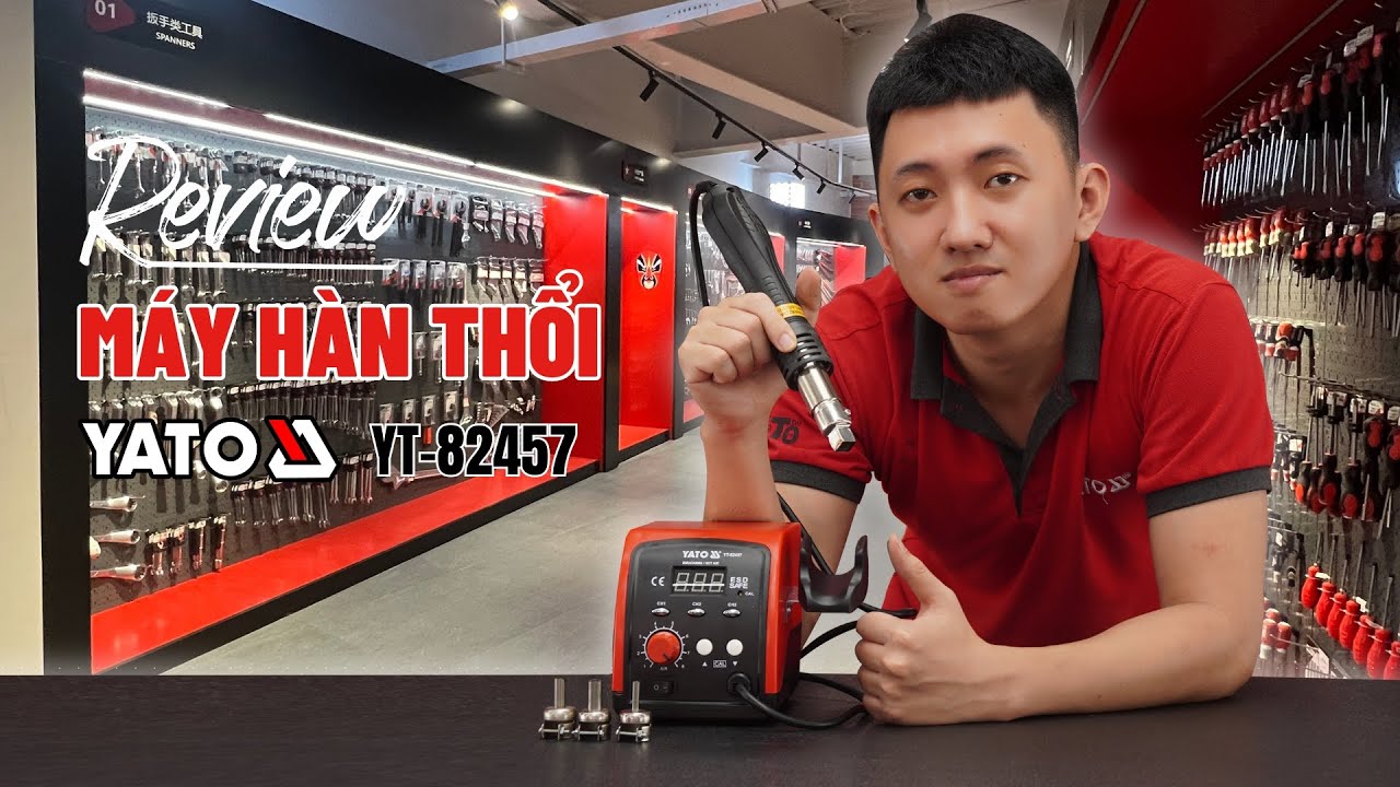 Hàn mạch điện tử dễ dàng, nhanh chóng với Máy Hàn Thổi Bảng Mạch 750W Yato Ba Lan YT-82457