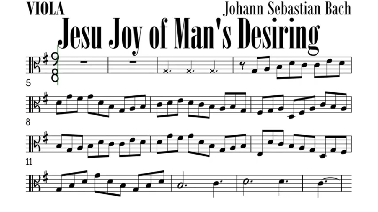 Jesu Joy of Man's Desiring Viola Sheet Music Backing Track Play Along Partitura