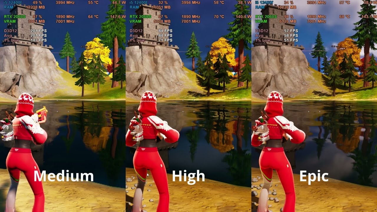 Fortnite | Unreal Engine 5.1 | RTX 2060 Super | 1080P TSR Quality | Medium vs High vs Epic