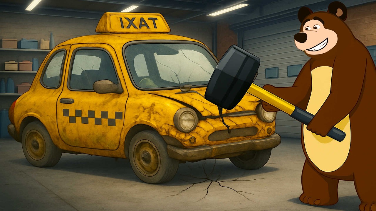 Fixing the Cracked Taxi🚕🔨| Bear Takes Charge! | Vehicles Funny Animation