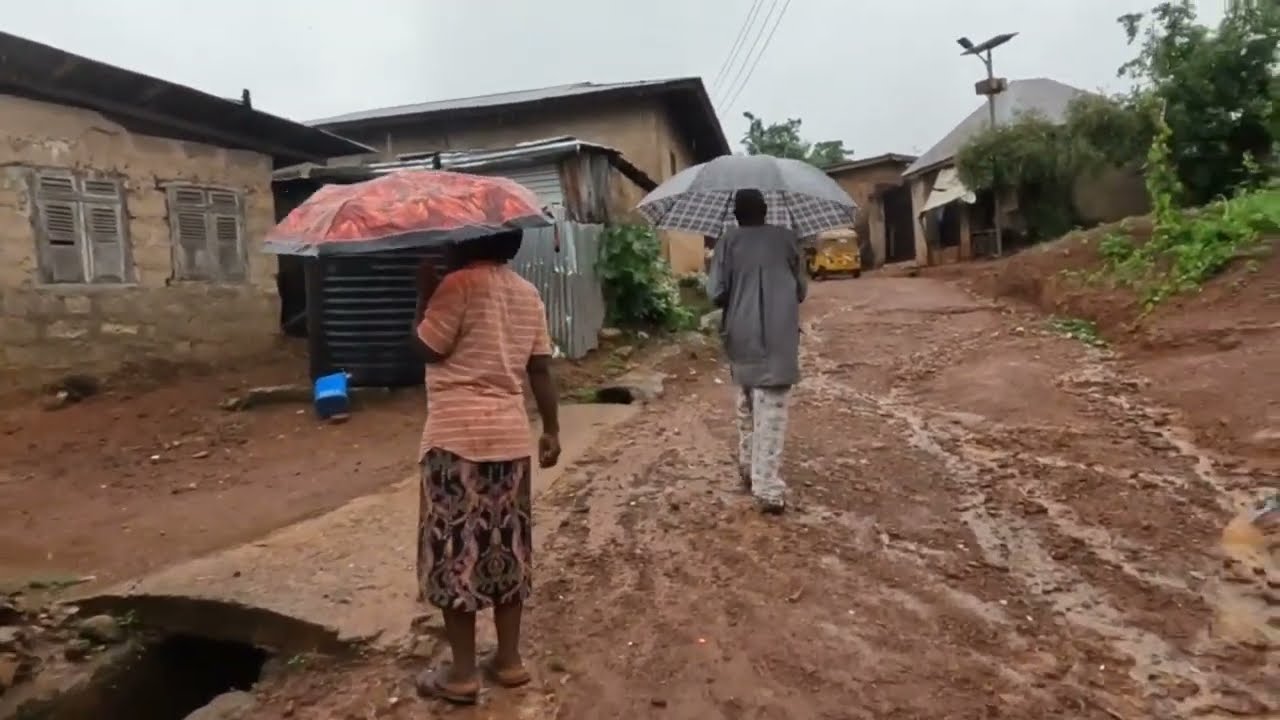 Rain In a Beautiful Hilly Village || Village Atmosphere || African Igbo Village