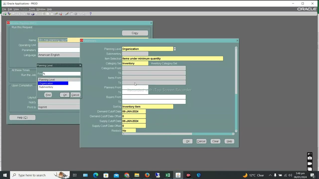 Oracle R12 : Min Max Planning, Automatic Creation of PR, Issues while Creating Auto PR