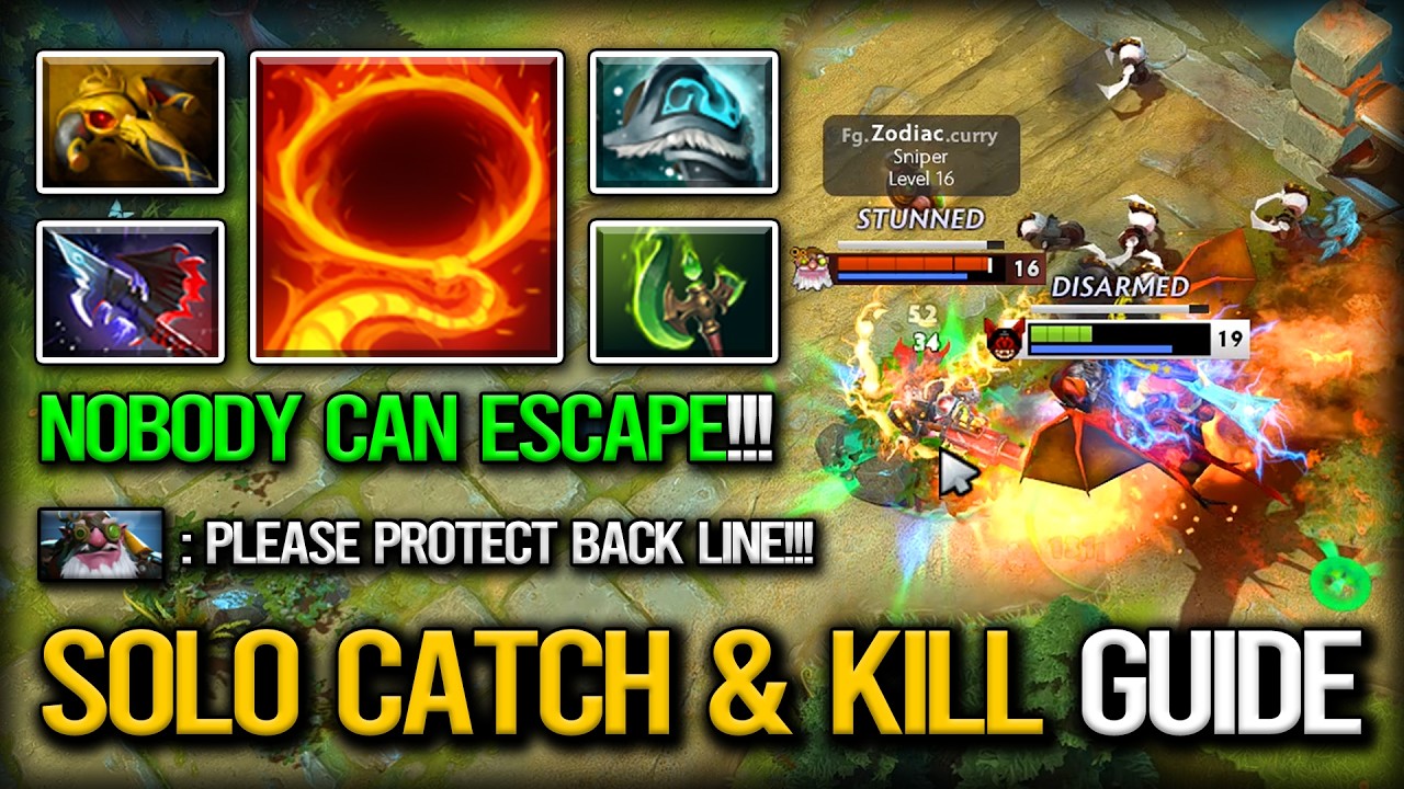 100% SOLO CATCH & KILL Mid Guide Batrider Totally Dominated Back Line Sniper 7.40c DotA 2