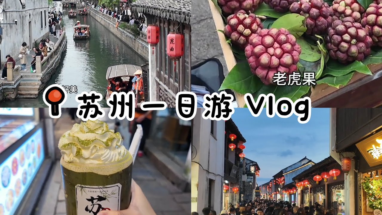 📍苏州一日游 | 古典园林与水乡魅力之旅 | 平江路 | 七里山塘 | 古镇风情 | 吃喝玩乐 | 打卡美食 | Vlog | 网红竹子奶茶其实整个街都是呢！