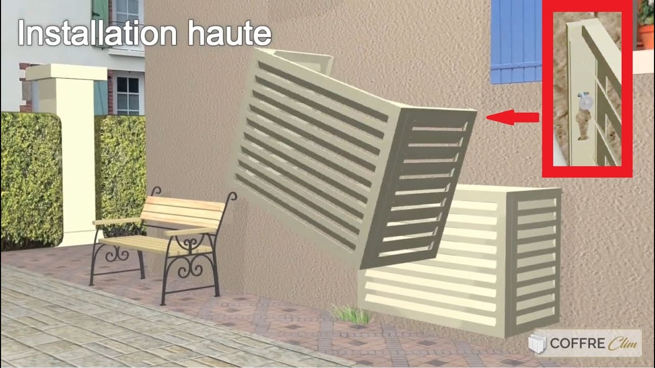 COFFRE CLIM Réversible Installation en hauteur du cache clim CONDOR