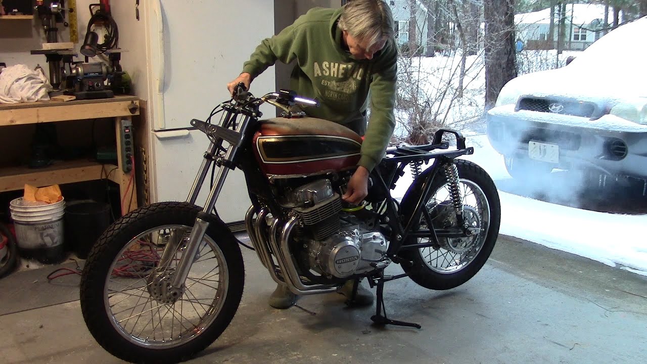 73 Honda CB750 Custom Build Part 30 -  Exhaust install & start up!