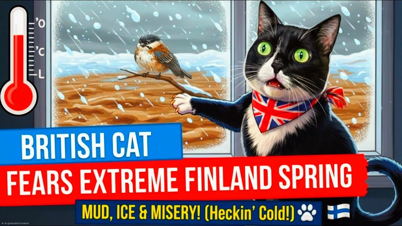 Британский кот боится экстремальной весенней погоды в Финляндии!