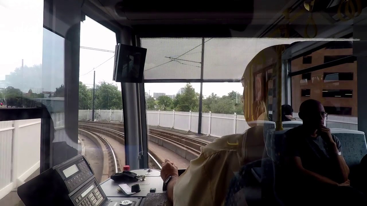 Manchester Tram Ride Drivers Eye View Media City to Cornbrook