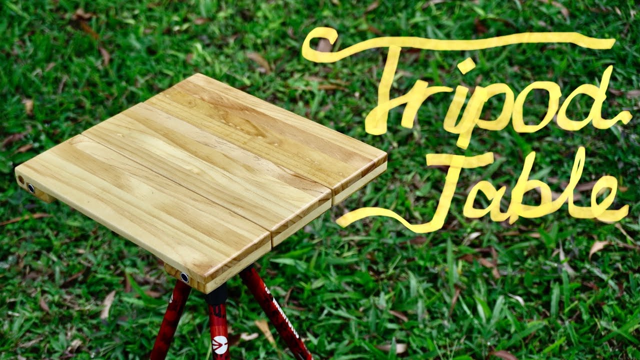 Outdoor gear - custom tripod table #projectdiy #camping #woodworking