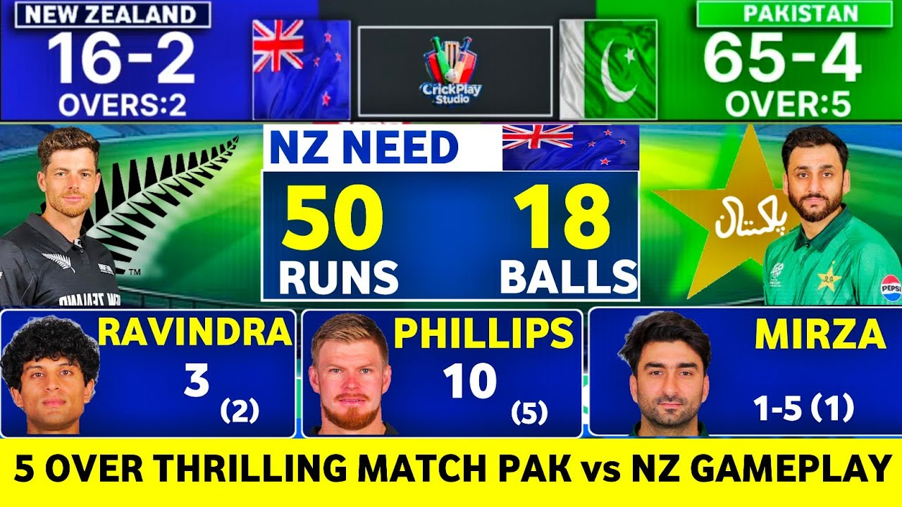 5 Over Match | PAKISTAN vs NEW ZEALAND Thrilling Gameplay 