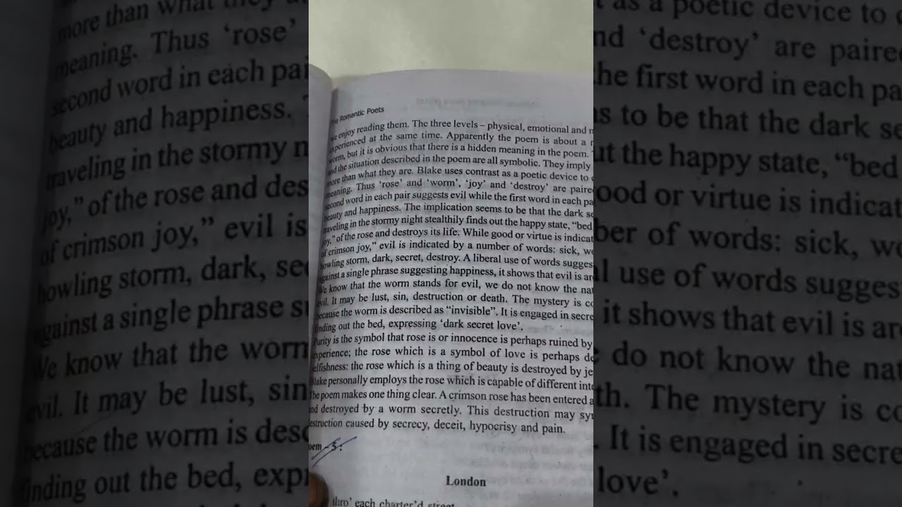Poem 4 The sick rose by William Blake explanation line by line IGNOU Meg 1 MA british poetry 