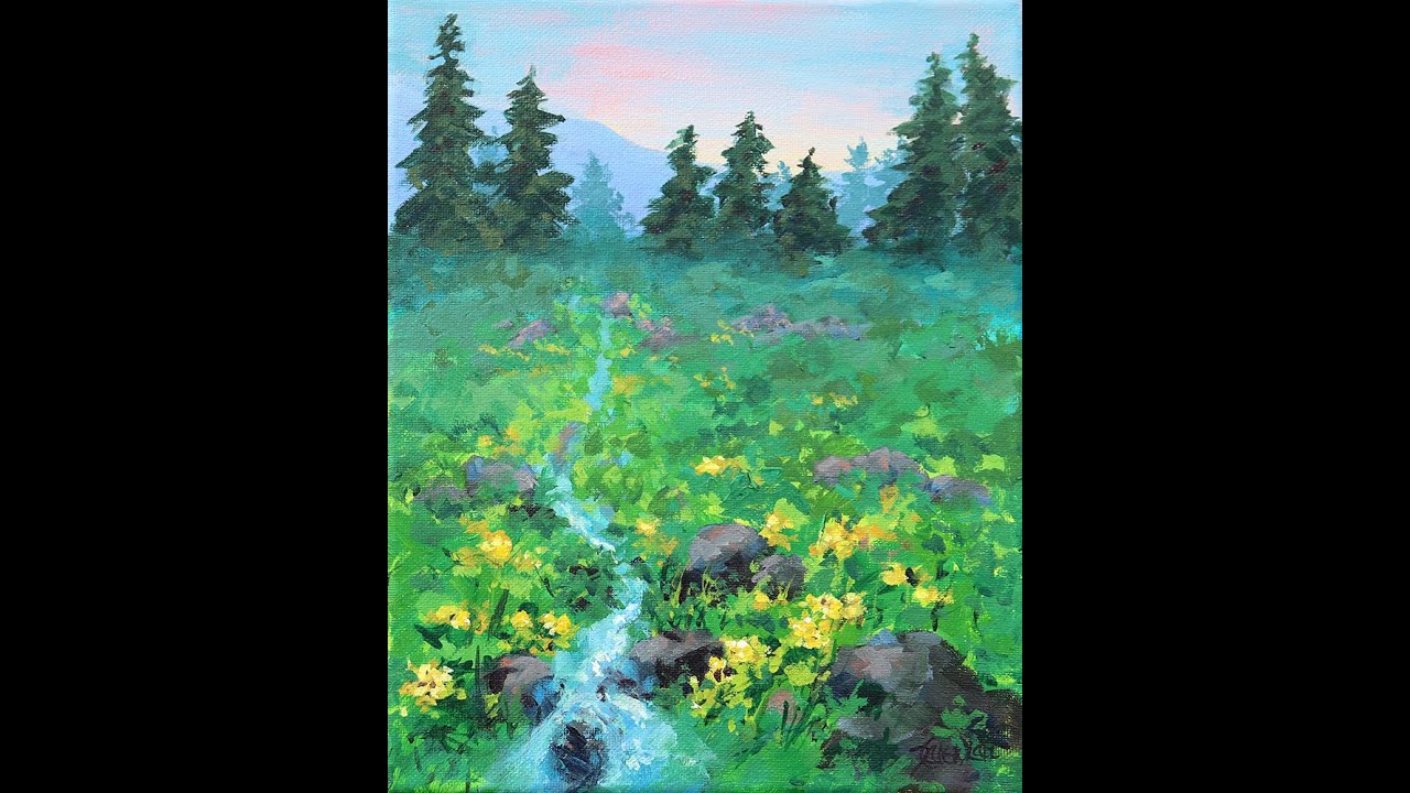 Hillside Stream Acrylic Painting Tutorial