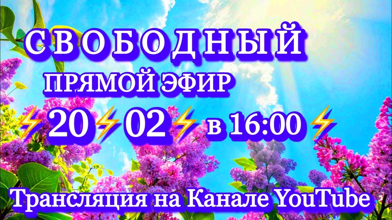 ⚡️20⚡️02⚡️в 16:00⚡️СВОБОДНЫЙ⚡️ПРЯМОЙ ЭФИР⚡️