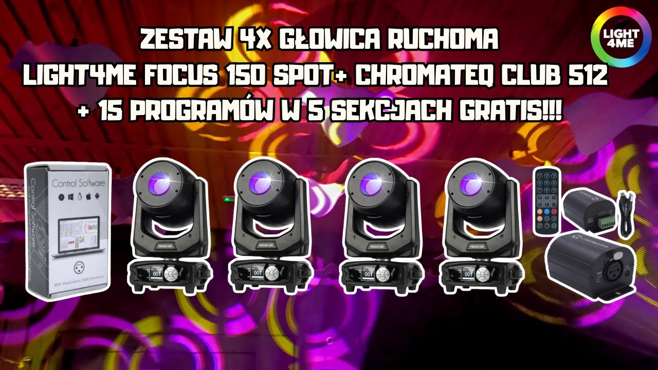ZESTAW LIGHT4ME Focus 150 SPOT + CHOMATEQ 512 + 15 PROGRAMÓW!!!
