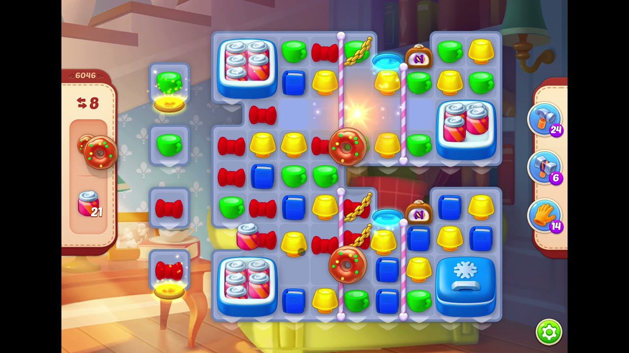 HomeScapes Level 6046 no boosters (13 moves)