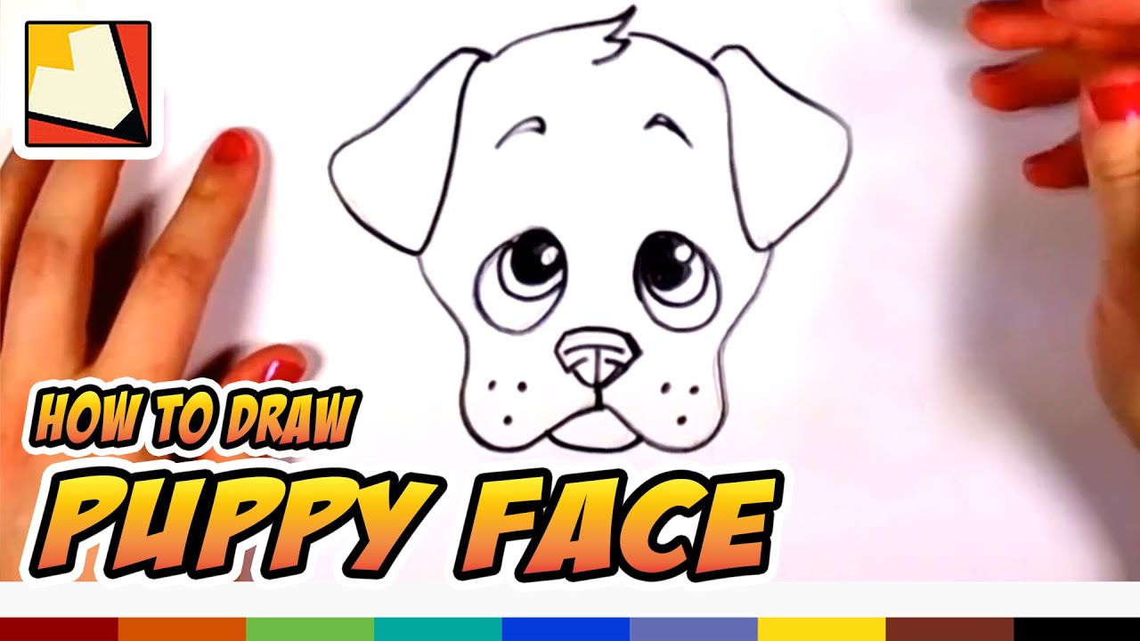 How to Draw a Cute Puppy Face Step by Step - Art for kids | CC