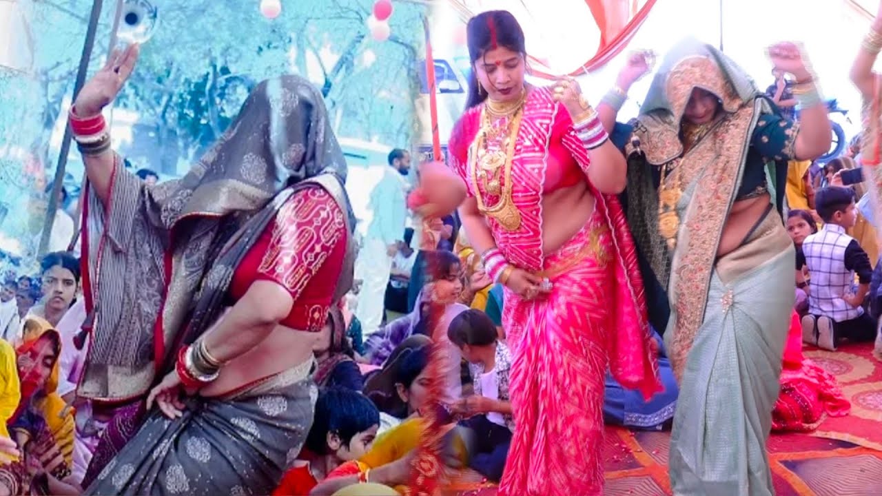 लेखराजपुर में भाभियों का ग्रुप डांस!!तेरी रुनझुन-रुनझुन होये श्याम की बाज रही!!सतीश शास्त्री जी...