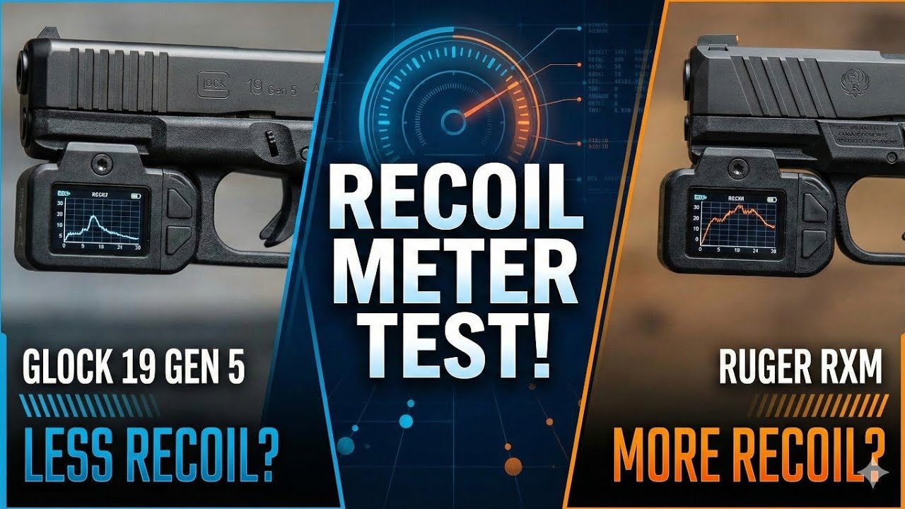 Glock 19 Gen 5 против Ruger RXM: тест измерителя отдачи! (Какой из них более пологий?)