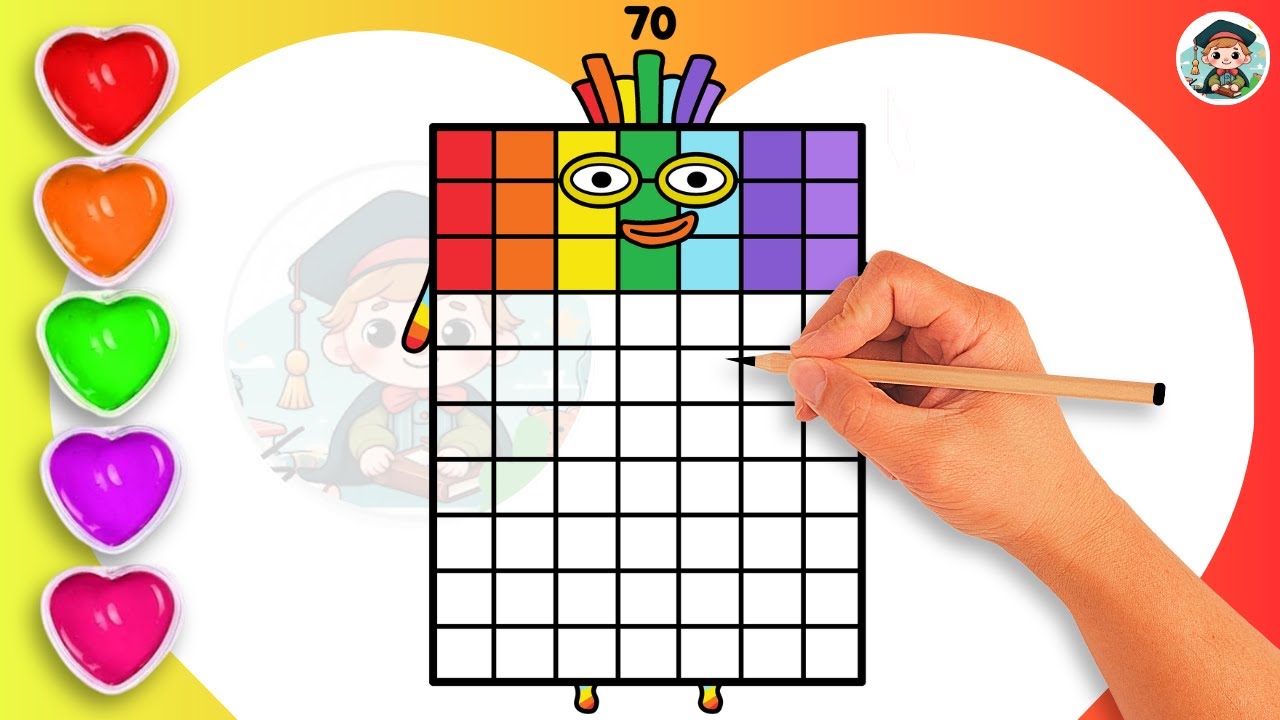 COLORING Numberblock 70🌈 - Learn to draw Numberblock 70 Easy Drawing for Kids