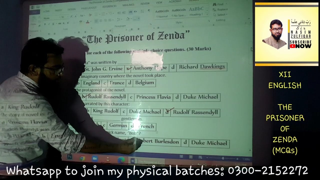 The Prisoner of Zenda (MCQs of XII-English)