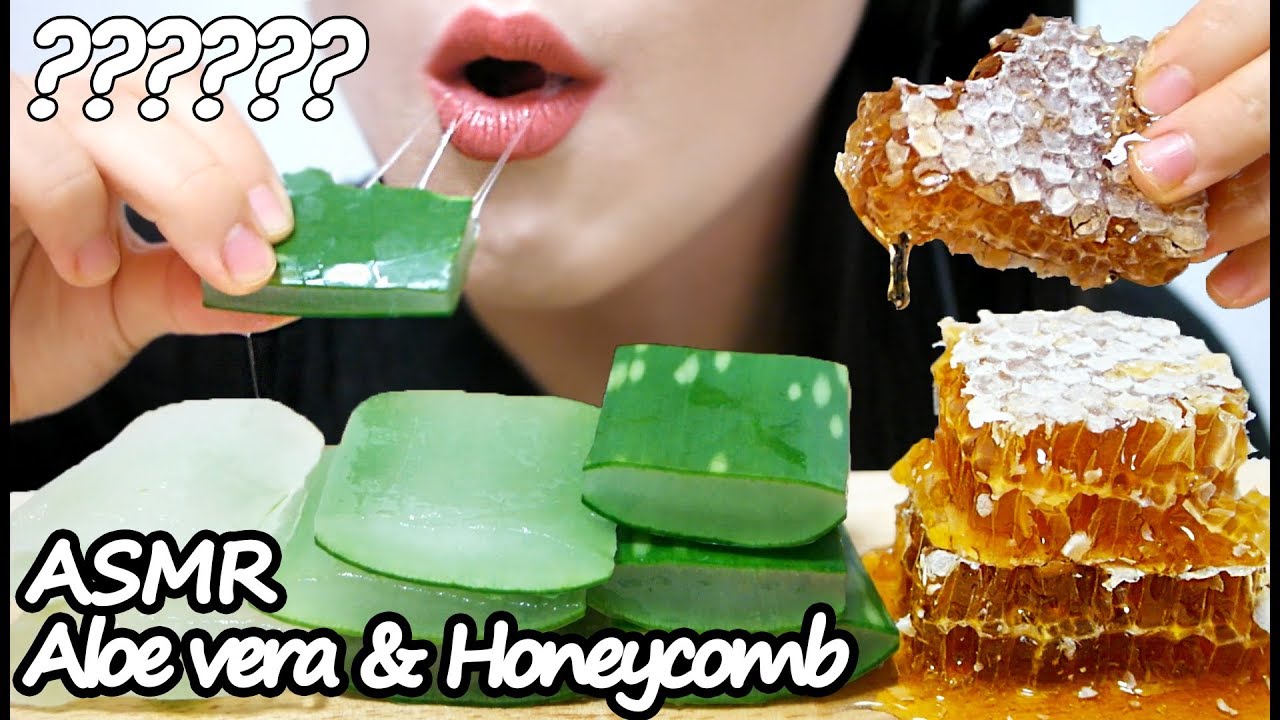 BEST ASMR FOOD Aloe vera + Honeycomb 알로에 벌집꿀 리얼사운드 먹방 (Sticky EATING SOUNDS) NO TALKING MUKBANG