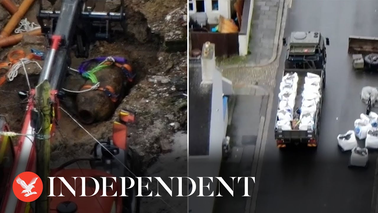 Drone footage shows WW2 bomb being driven through Plymouth before detonation
