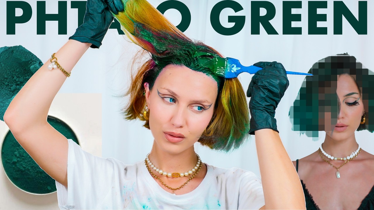 пытаюсь покрасить волосы в зелёный цвет Phthalo Green, чтобы пережить разрыв