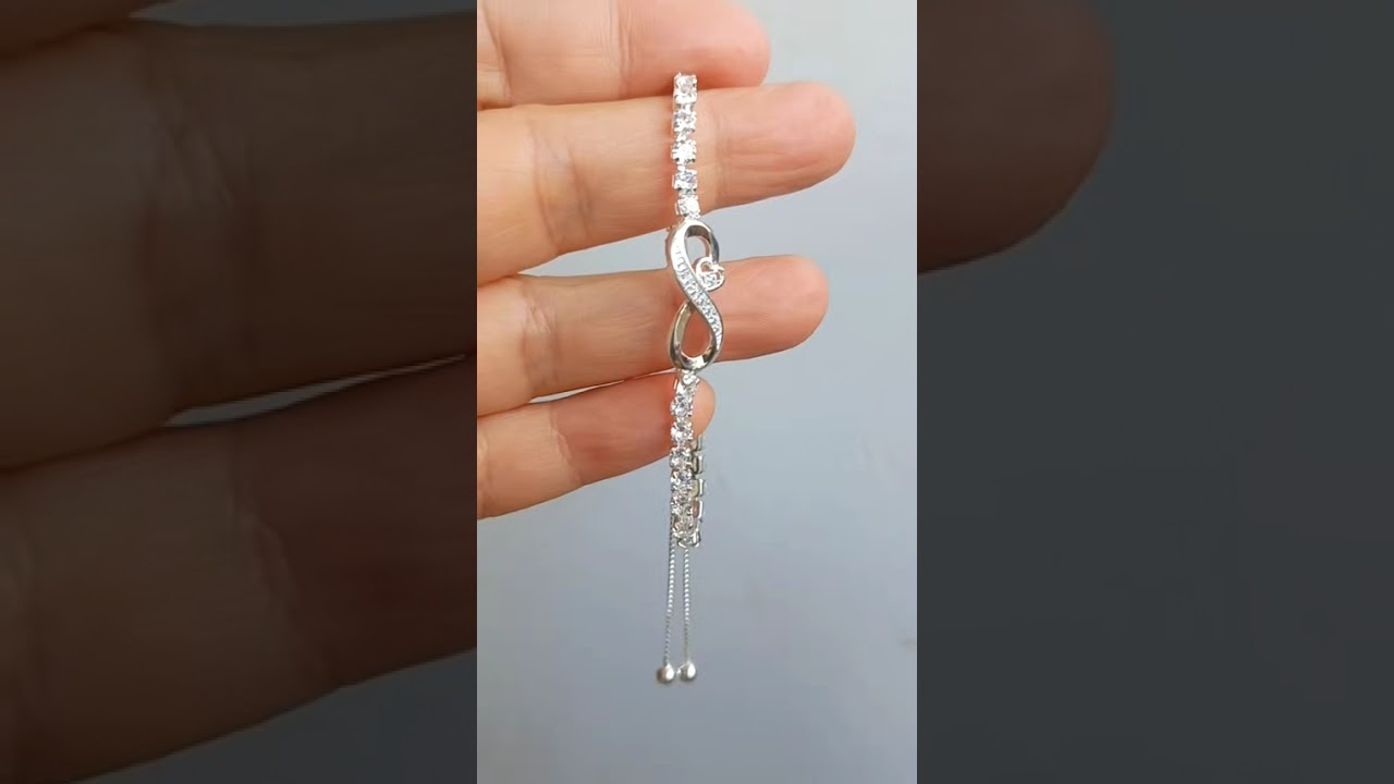 Love heart infinity Charm adjustable 2mm Lab Grown diamond Cubic Zirconia Tennis Bracelet for women