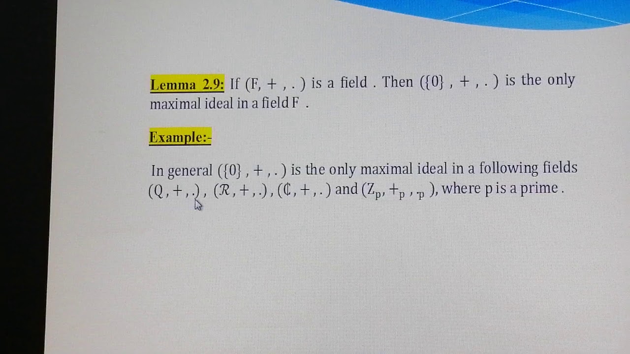 جبر حلقات (Maximal ideal) المثاليات العظمى..