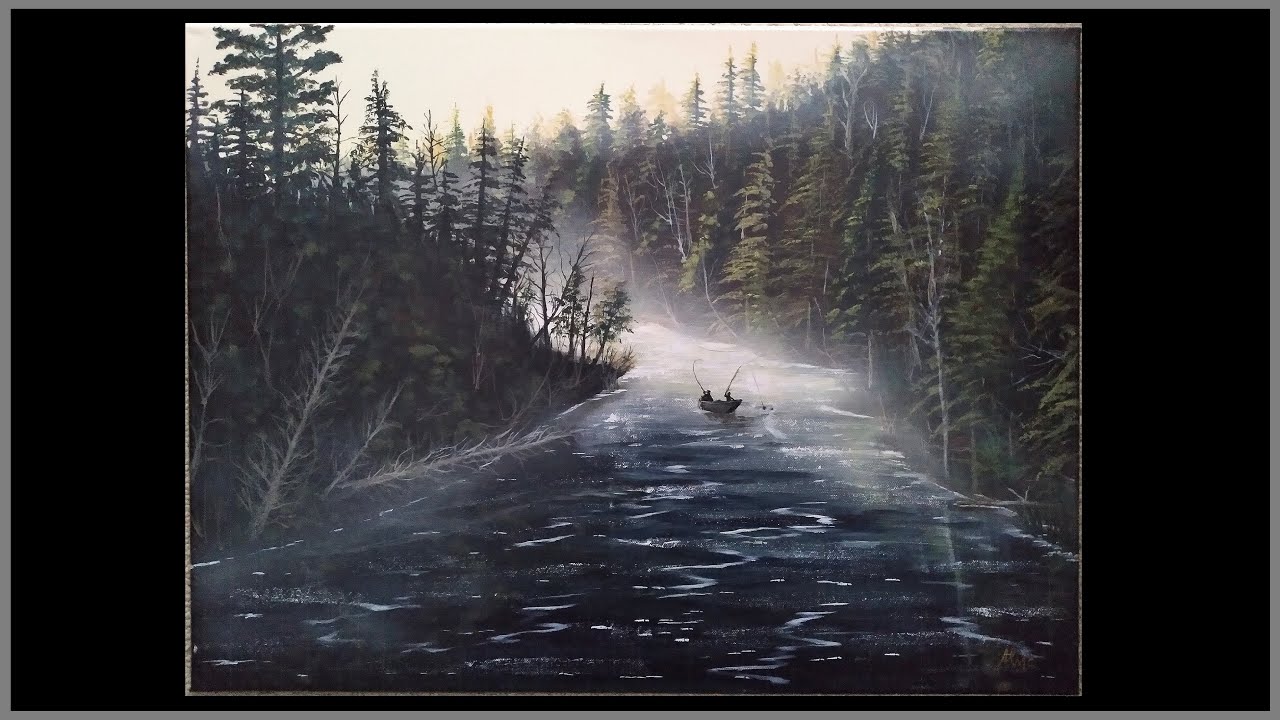 Fly Fishing Painting in Acrylic