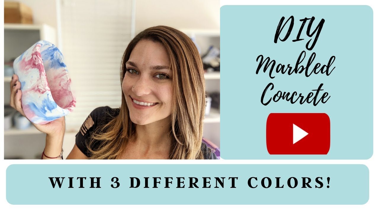 DIY Marbled Concrete (3 Colors!) 4th of July - Patriotic Planter or Candle Container