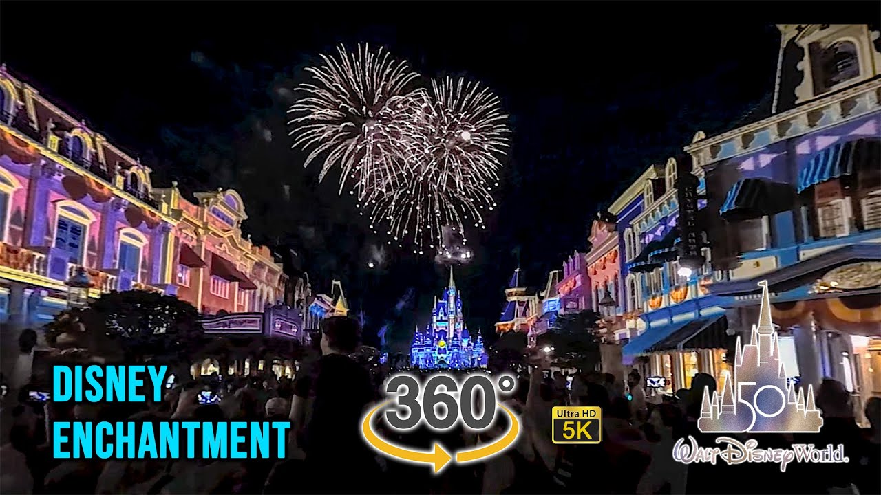 VR 360 5K Disney Enchantment Fireworks Main Street USA View Full Show  Walt Disney World 2021 10 03