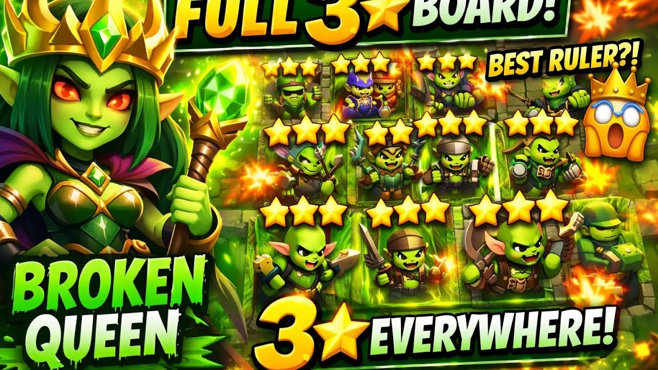 Goblin Queen Best Ruler 👑💚 3-Star Troops EVERYWHERE! | Merge Tactics Domination