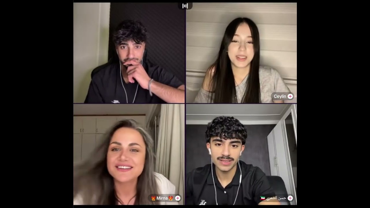 الان مع ميرنا بالبداية ماعرفها بعدين تزكر الترند رباعي مع حسن الشمري وجيلين التركية