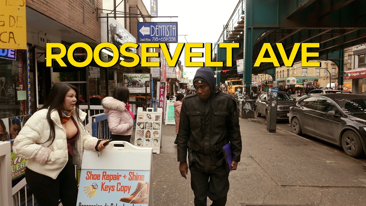 Roosevelt Ave, Queens Walking / New York in 4K