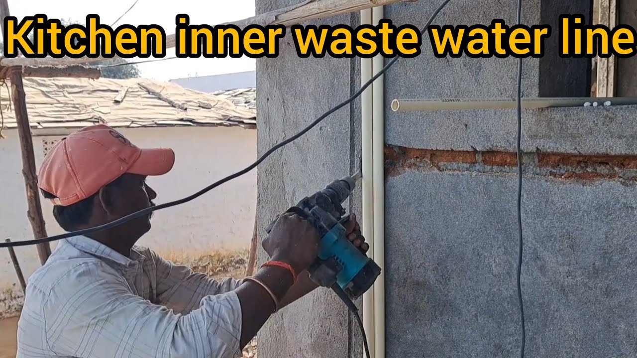 kitchen inlet Water Line to drainage waste water line work install