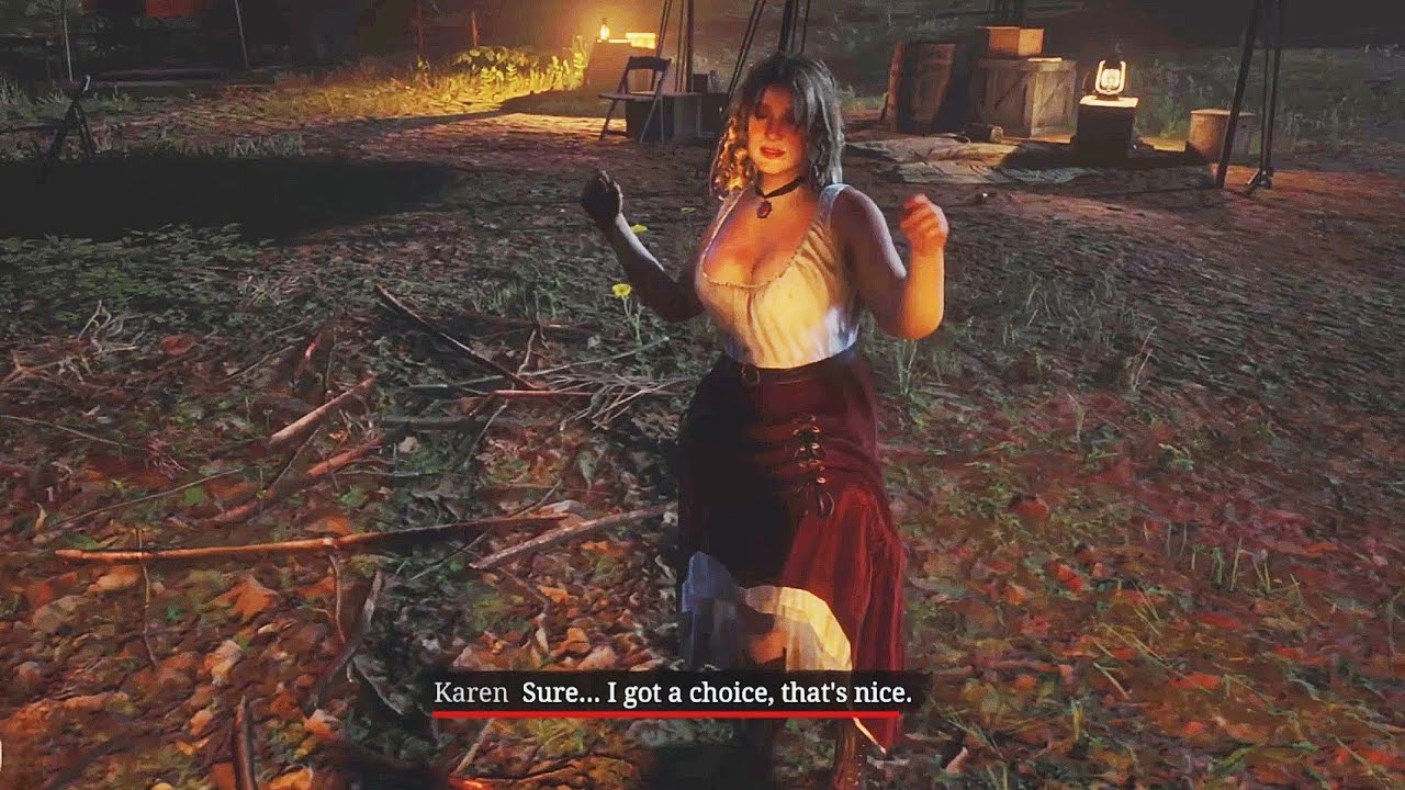 The way Drunk Karen approaches and Chases Arthur at night is somewhat scary | Rdr2