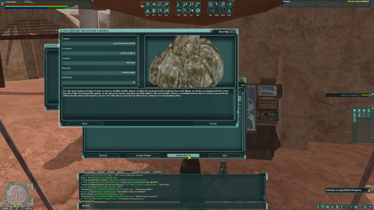 Let's play: Star Wars Galaxies (SWGEMU) #71 - Mission Terminal Guide