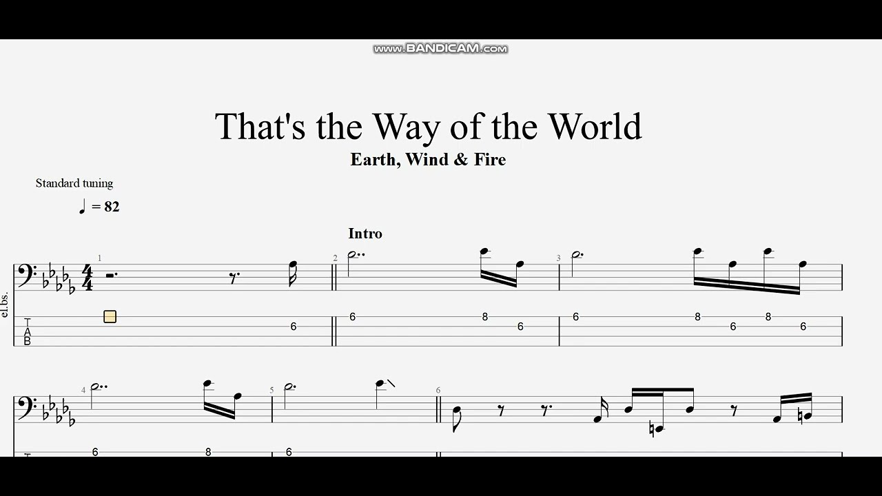 Earth, Wind & Fire - That's the Way of the World (bass tab)