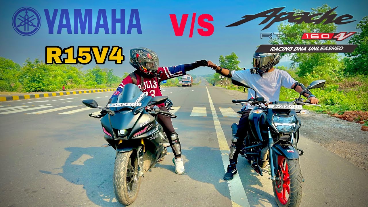 Apache 160 4V BS6 VS Yamaha R15 V4 #yamahar15v4 #apache1604v #dragrace