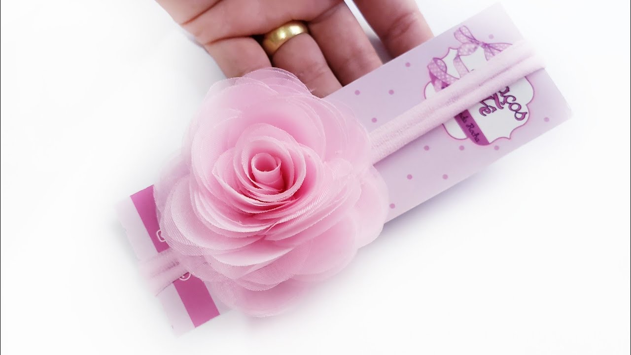 Rosa Flor Delicada ♡ Flor com Tecido de Organza ♡ #laceirainiciante