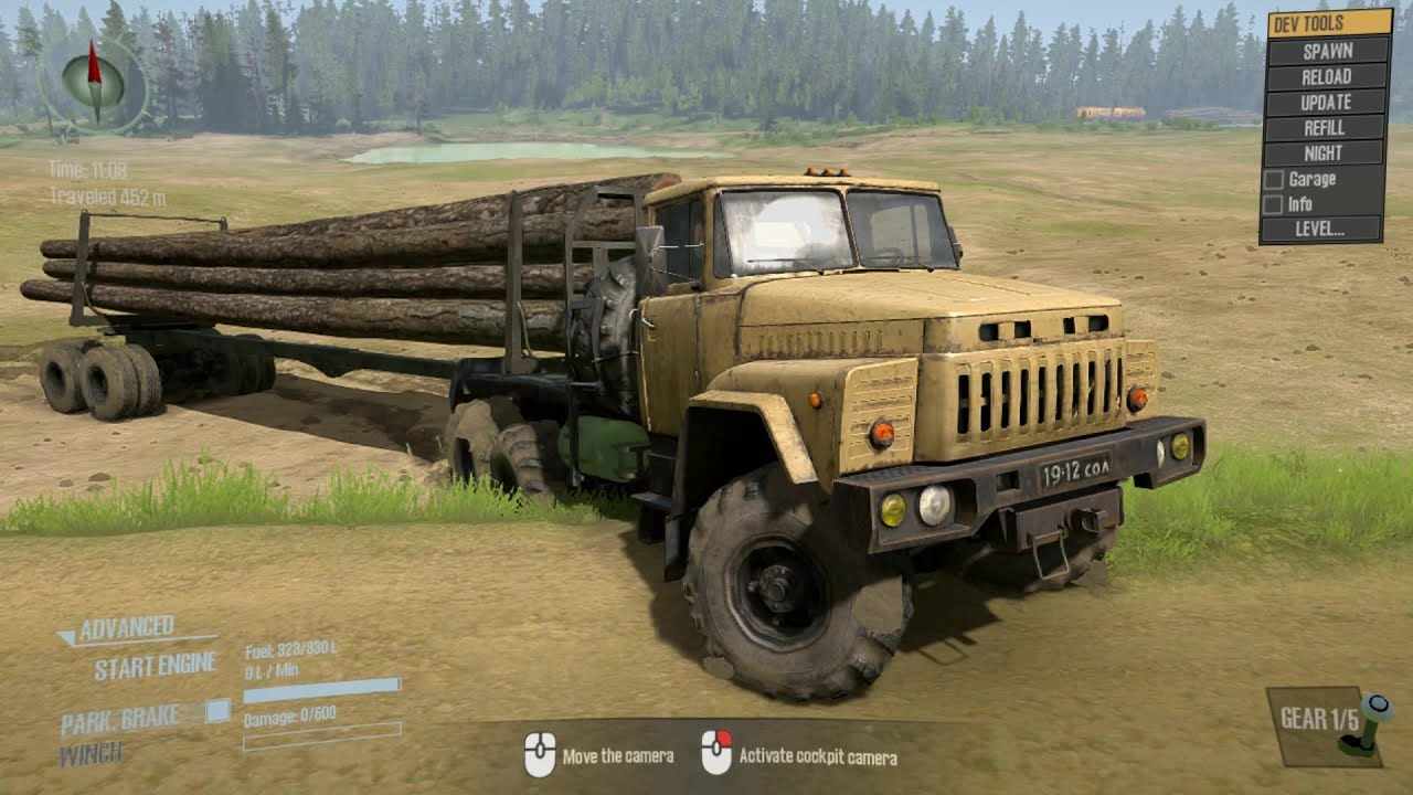 Spintires Mudrunner gameplay C-260 Truck Driving In The mud.