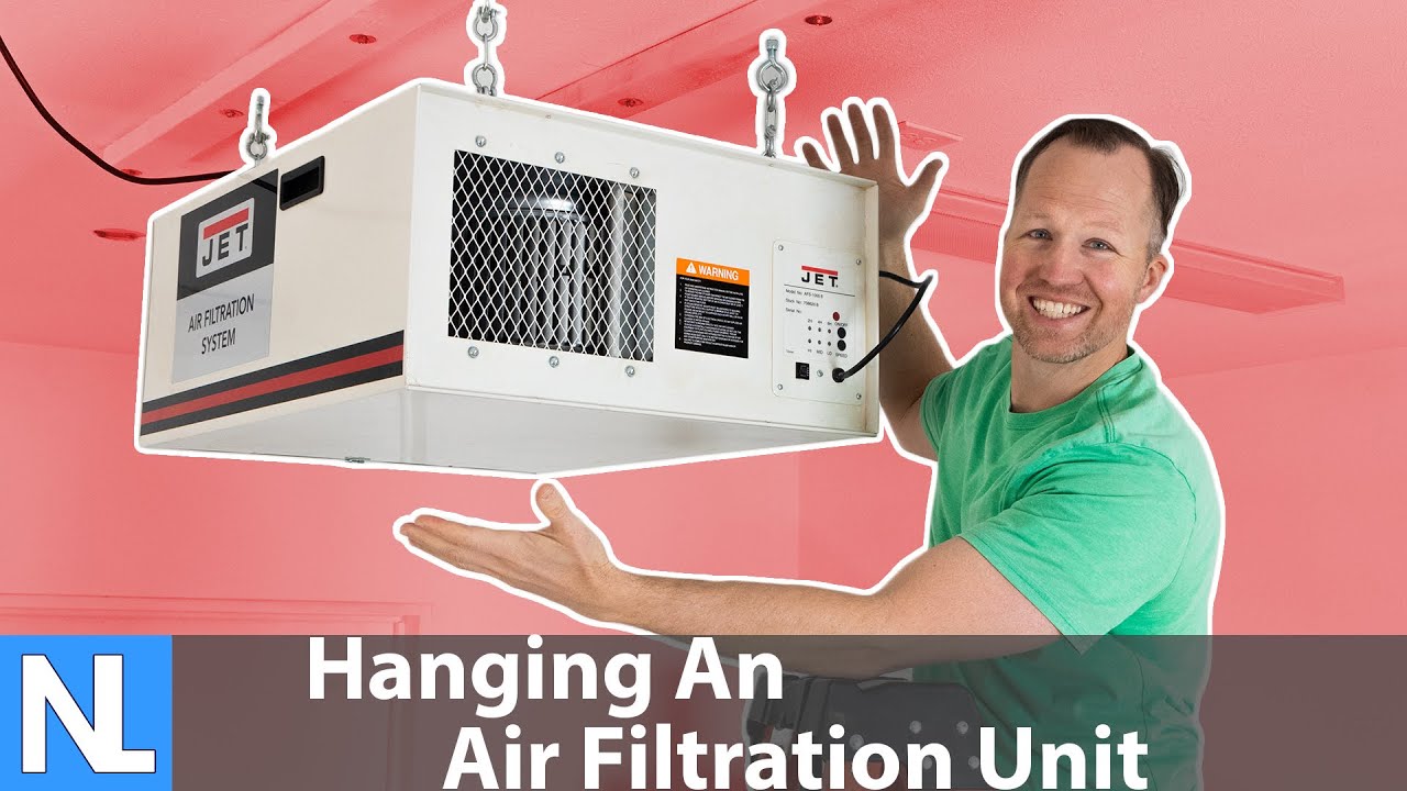 ✔️How to hang an air filtration system from the ceiling // workshop improvement project / installing