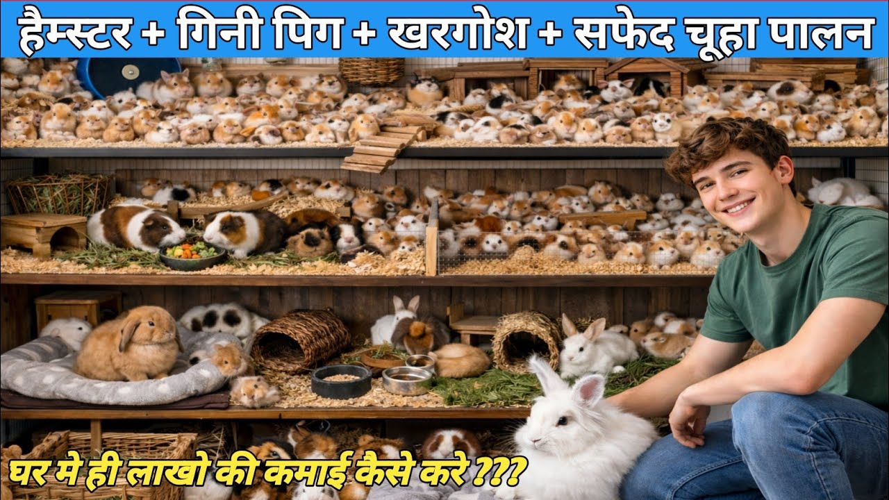 हैम्स्टर + गिनी पिग और खरगोश पालन से अपने घर के कमरे मे लाखो की  कैसे करे ??? #हैम्स्टर #Hamster