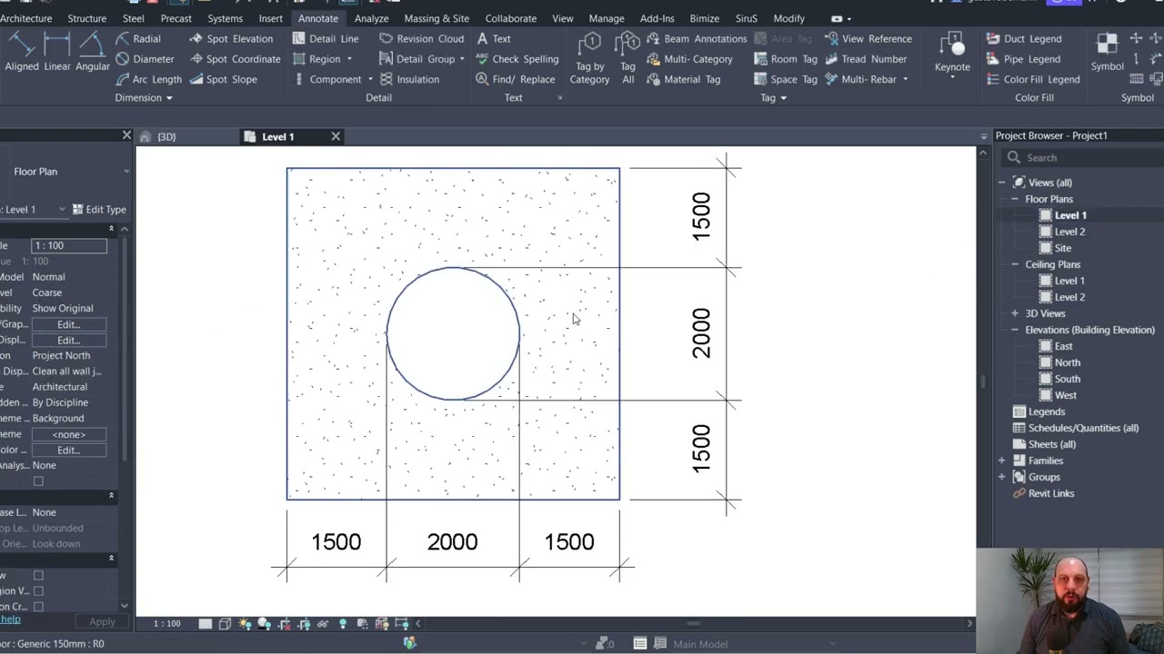 Como Cotar Elementos redondos no Revit
