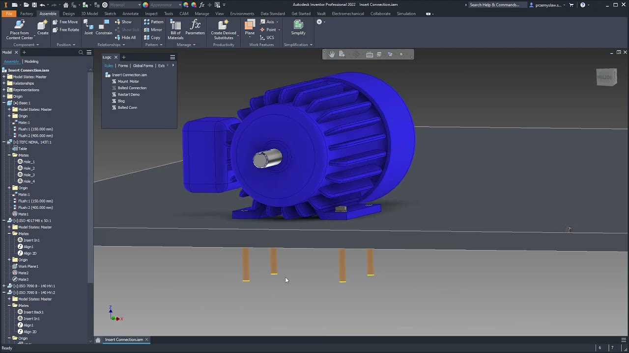 Autodesk Inventor - Generator Połączeń z iLogic część 4