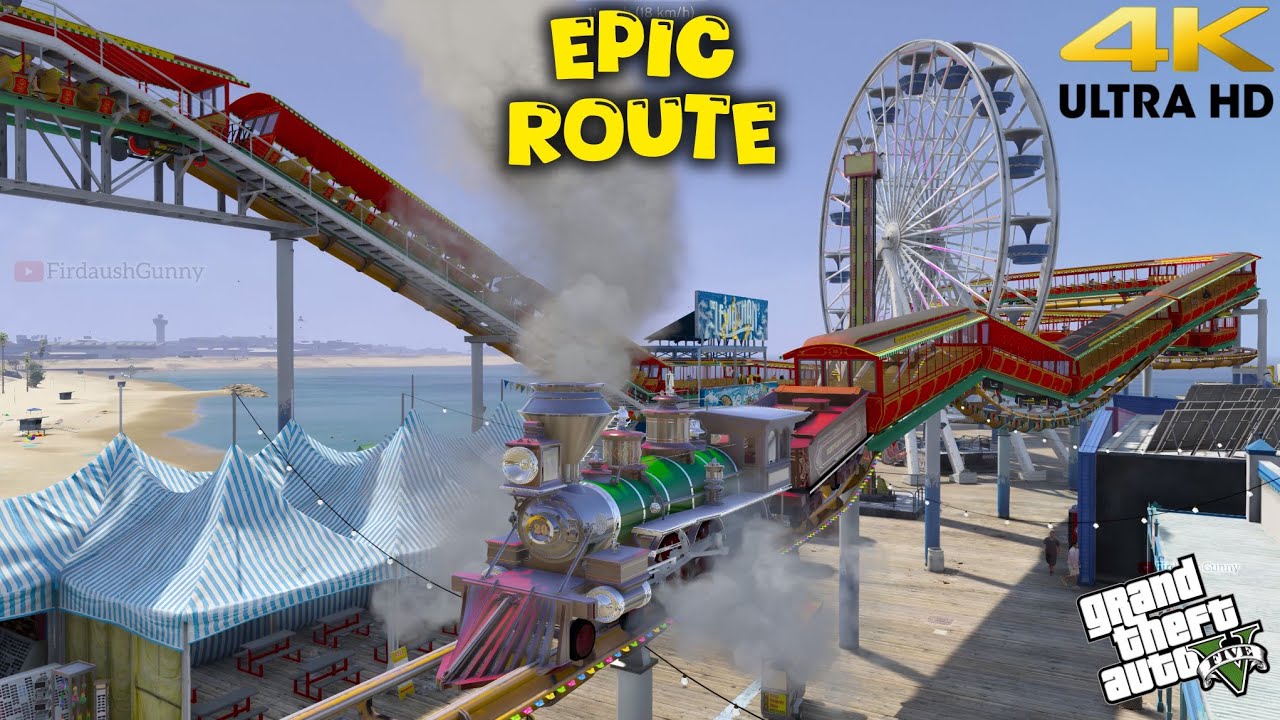 Epic Roller Coaster Train Ride in GTA V | Disneyland Toy Train Journey