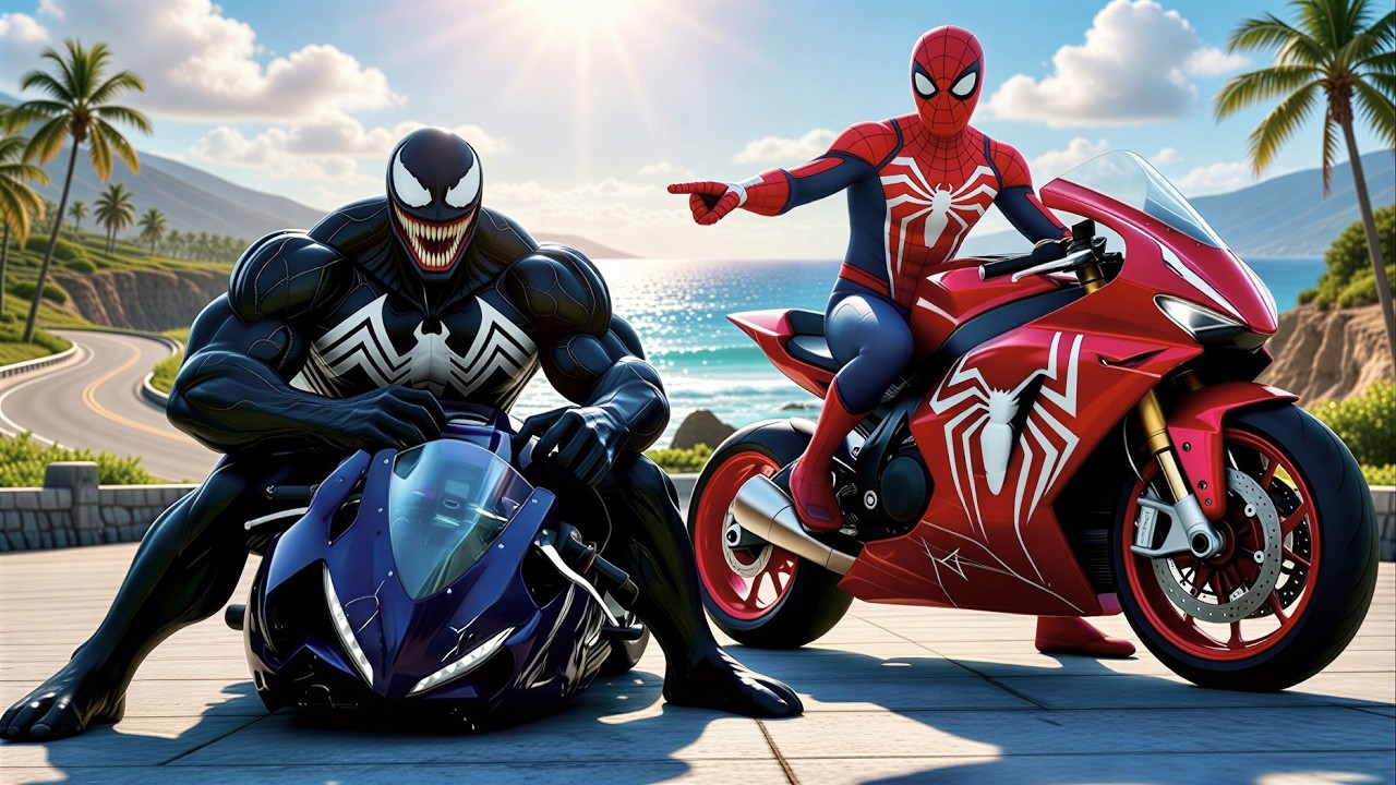 SPIDERMAN in the Magic Motorcycle Championship:Ultimate Battle!