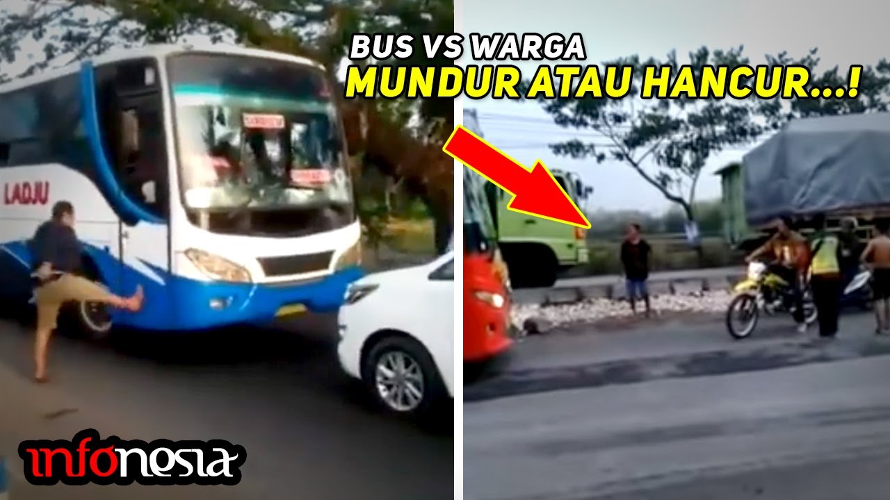 KAPOOK..! Aksi Sopir Bus GAGAL Ngeblong Dihadang Warga